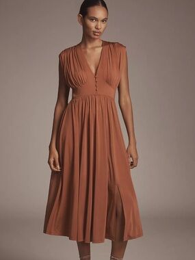By Anthropologie Sleeveless V-Neck A-Line Midi Dress Small